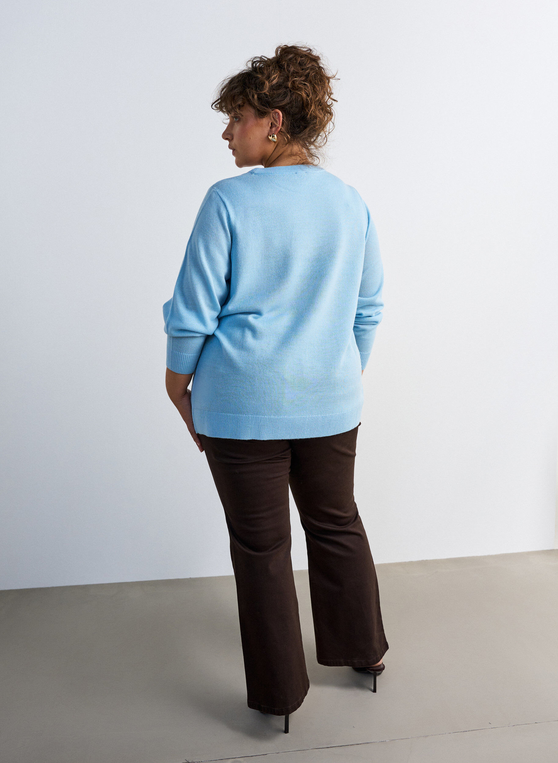ZizziStrickbluse mit Weihnachtsmotiv, Blau, Model image number 2