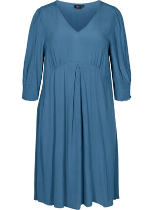 Kleid mit 3/4 Ärmeln aus Viskose, Real Teal, Packshot image number 0