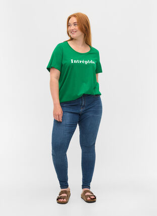 Kurzärmeliges Baumwoll-T-Shirt mit Textdruck, Jolly Green, Model image number 2