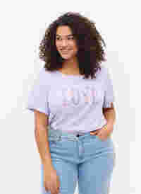 T-Shirt aus Baumwolle mit Rundhalsausschnitt und Print, Lavender W. Love, Model