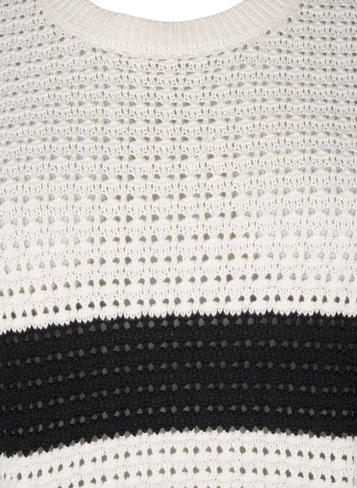 Langärmlige, gestreifte Strickbluse, Vanille, Packshot image number 2