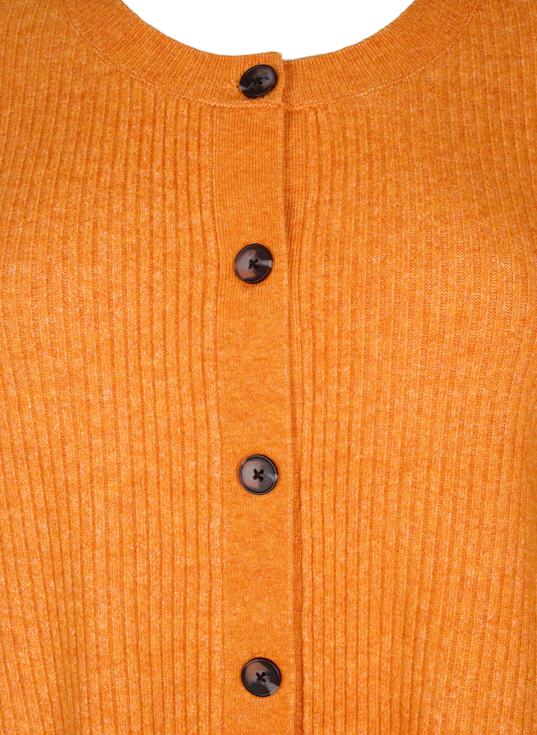 Zizzi Rippenstrick Strickjacke mit Kn&ouml;pfen, Orange, Packshot image number 2