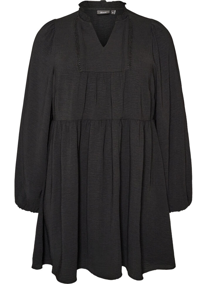 A-Linien-Kleid mit Empire-Linie, Schwarz, Packshot image number 0