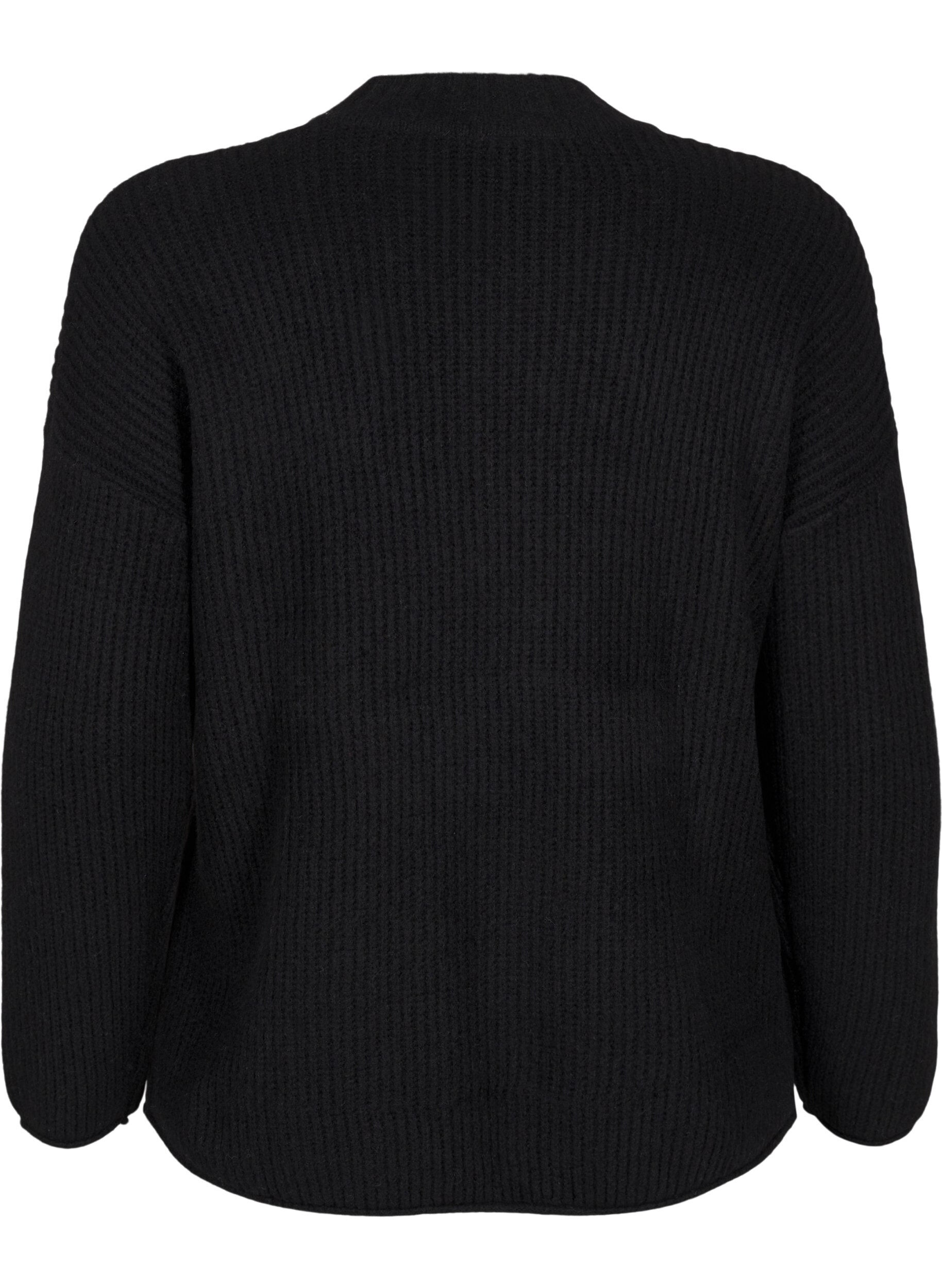 Zizzi Pullover mit Streifenmuster und langen &Auml;rmeln, Black Mel., Packshot image number 1