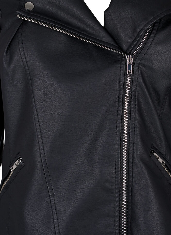 Bikerjacke aus Kunstleder, Schwarz, Packshot image number 2