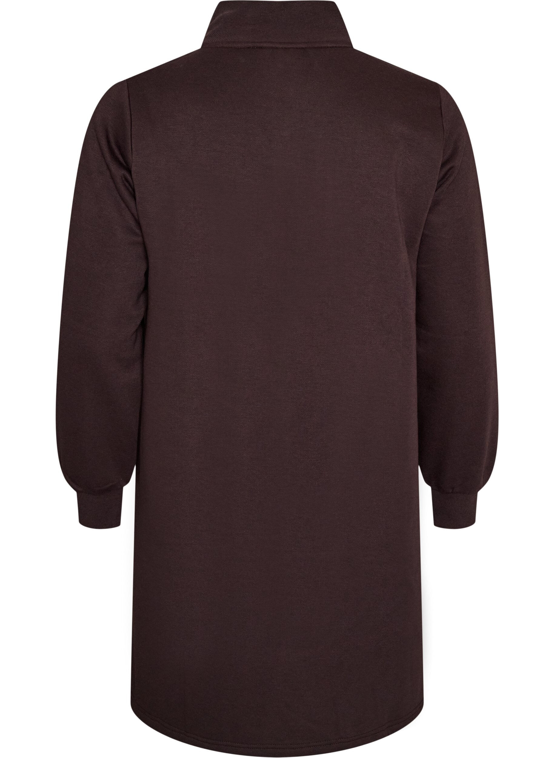 ZizziSweatkleid mit hohem Rippkragen und Rei&szlig;verschluss, Braun, Packshot image number 1