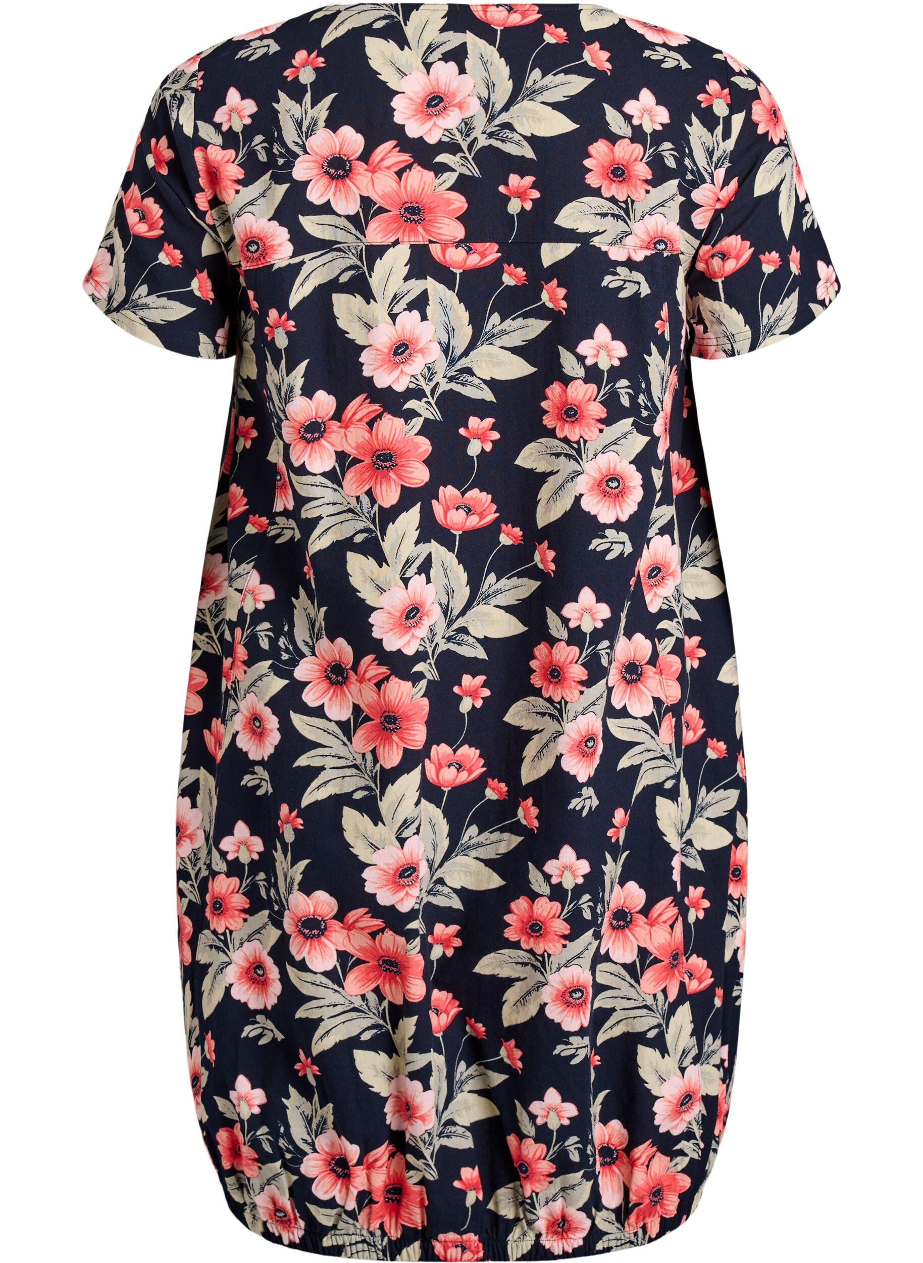 ZizziKurz&auml;rmliges Baumwollkleid mit Print, Blau, Packshot image number 1