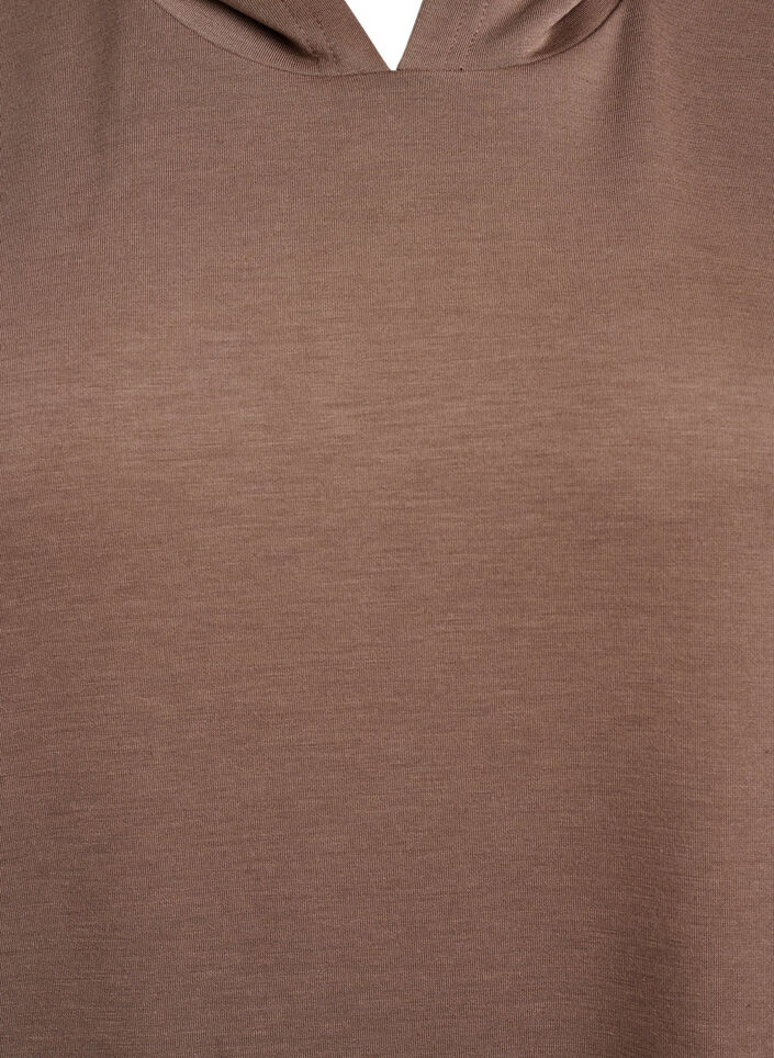 Sweatshirtkleid mit kurzen Ärmeln aus Modal-Mix, Braun, Packshot image number 2