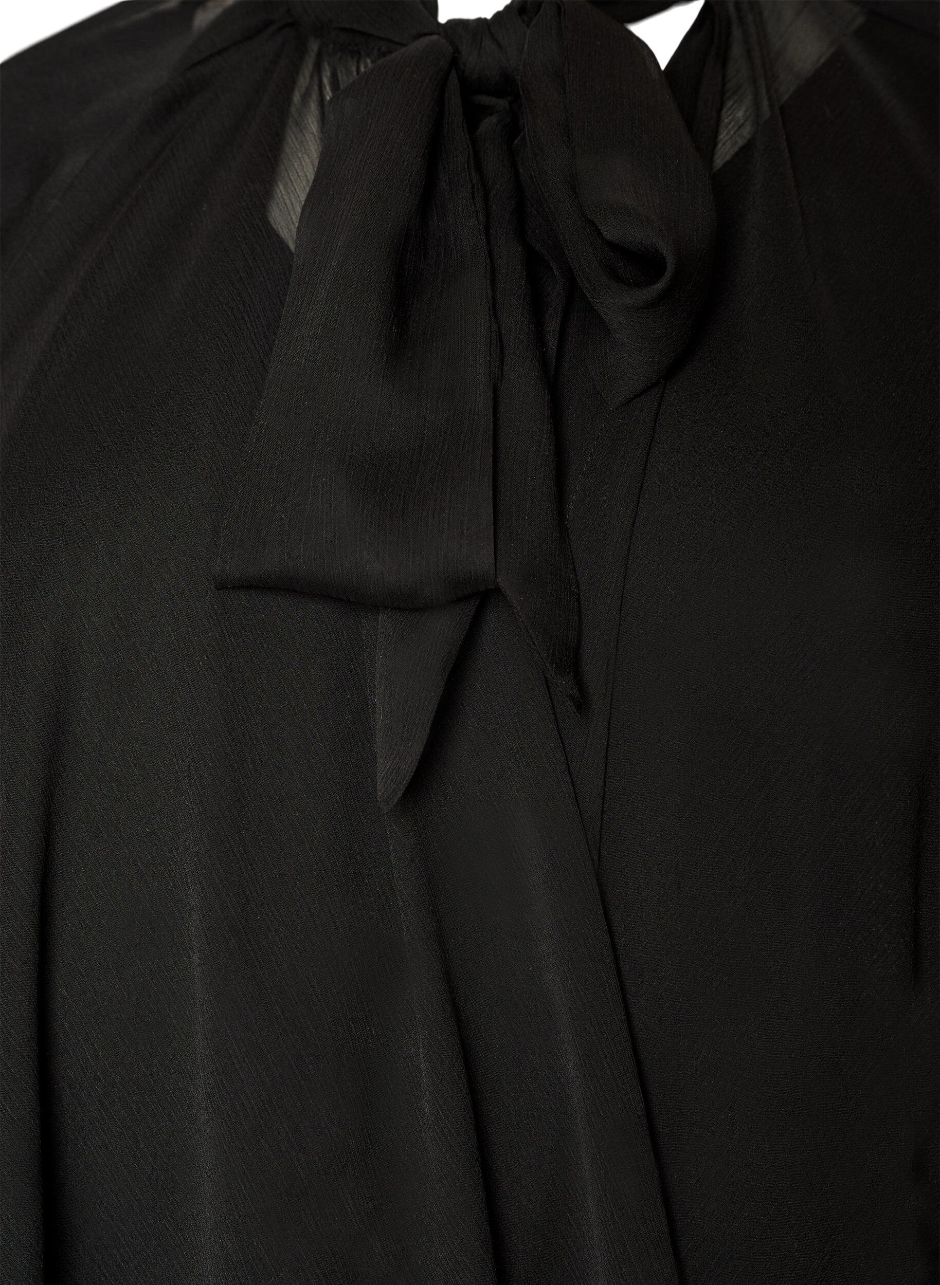 Zizzi&Auml;rmelloses Kleid mit Chiffon-Cape, Schwarz, Packshot image number 2