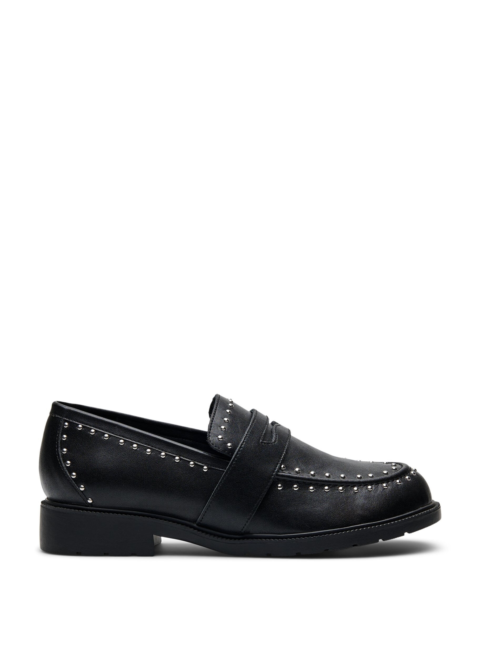 Zizzi Extra-Weite - Lederloafer mit Nieten, Schwarz, Packshot image number 0