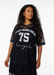 Sportliches Spitzen-T-Shirt mit lockerer Passform, Schwarz, Model image number 0