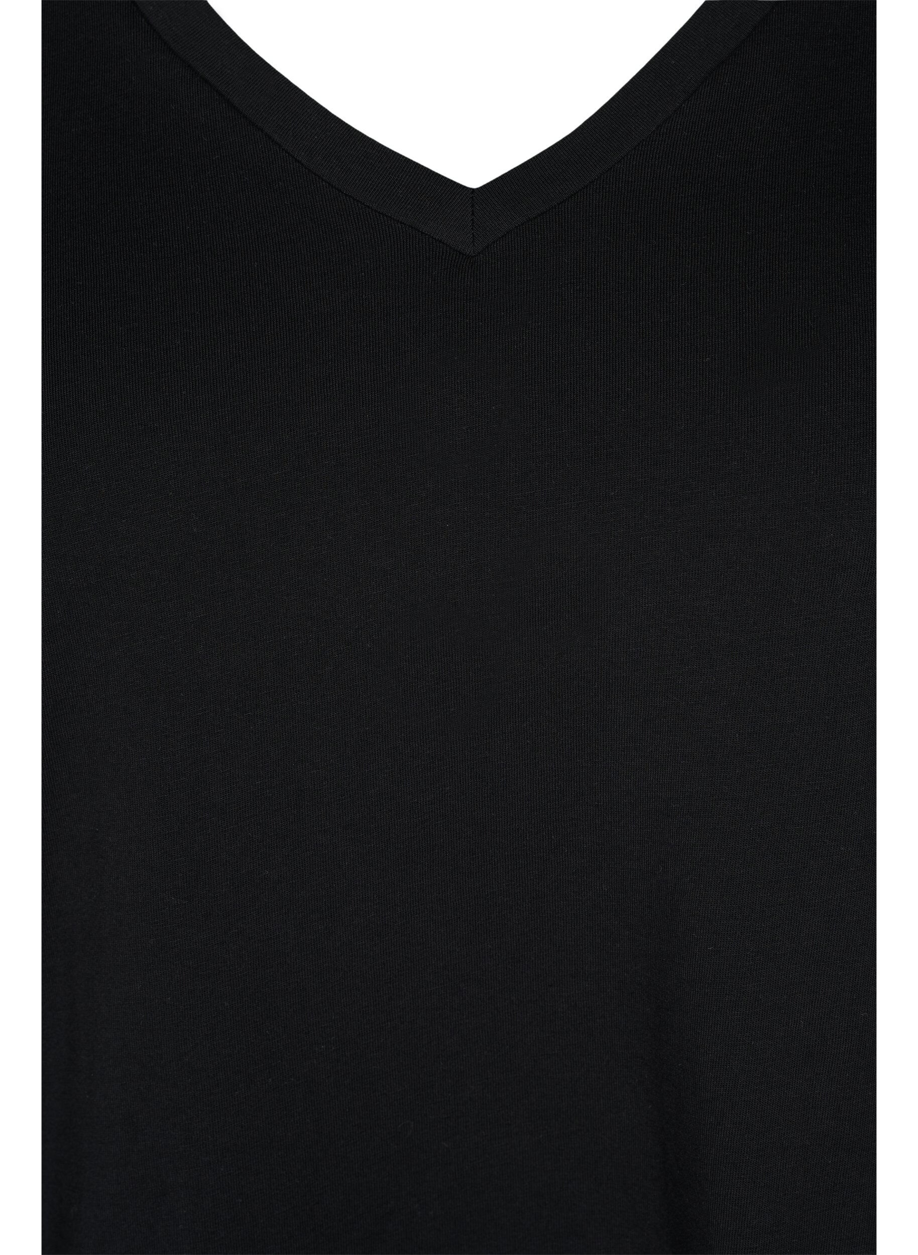Zizzi 2er-Pack basic T-Shirts aus Baumwolle, Black/Bright W, Packshot image number 2
