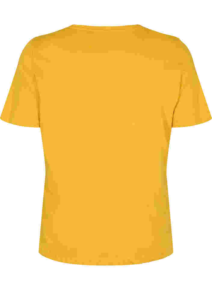 Kurzärmeliges Baumwoll-T-Shirt mit Druck, Harvest Gold, Packshot image number 1