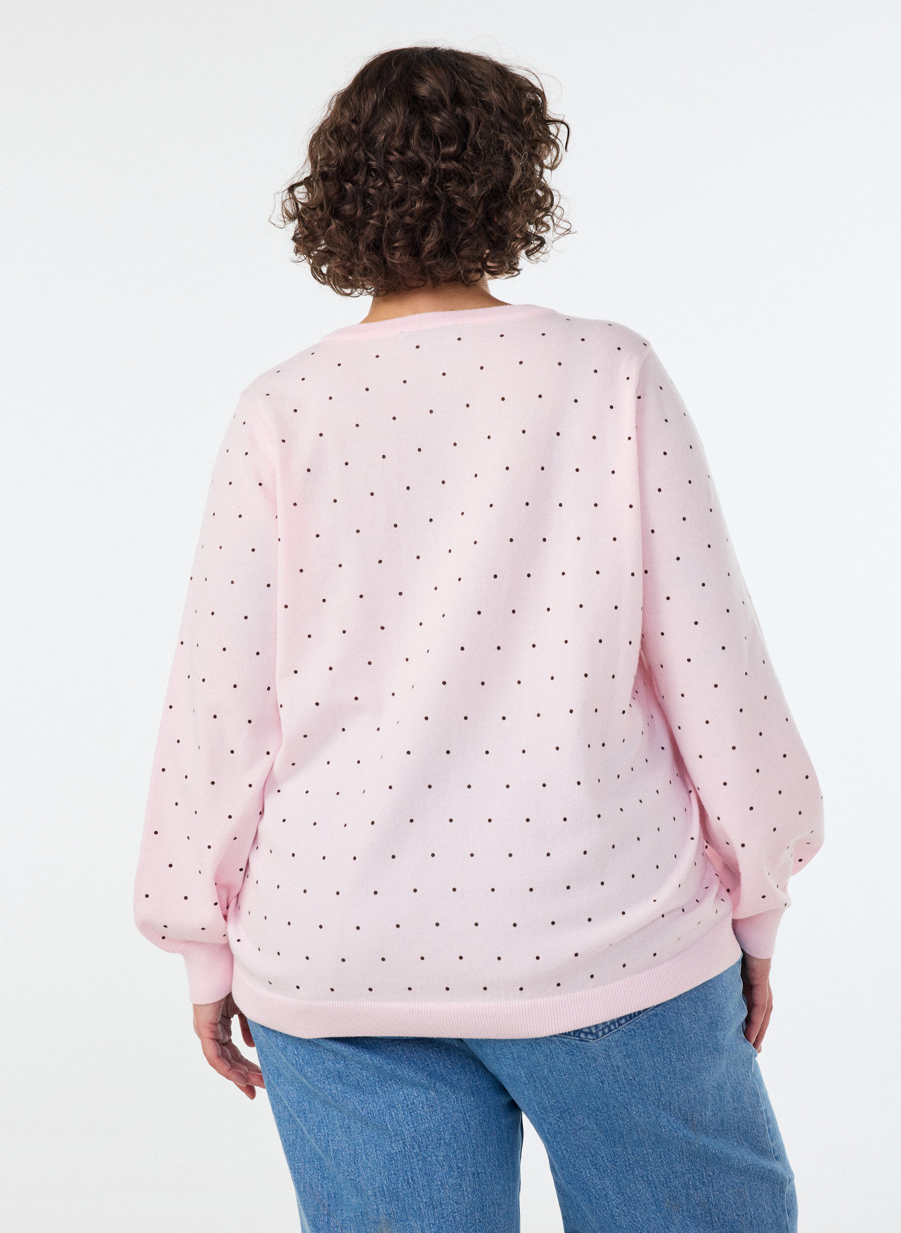 ZizziStrickbluse mit kleinen Punkten, Pink, Model image number 2