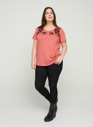 Kurzarm T-Shirt mit Printdetails, Faded Rose, Model image number 2