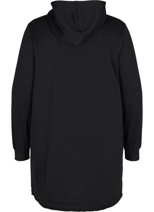 Langes Sweatshirt mit Kapuze und Tasche, Black, Packshot image number 1