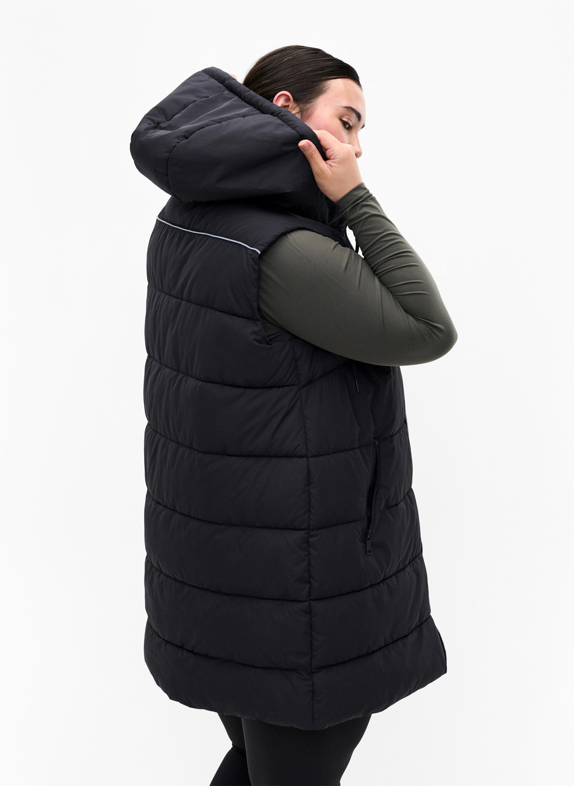 Zizzi Sportliche Kapuzenjacke mit Taschen, Black, Model image number 1