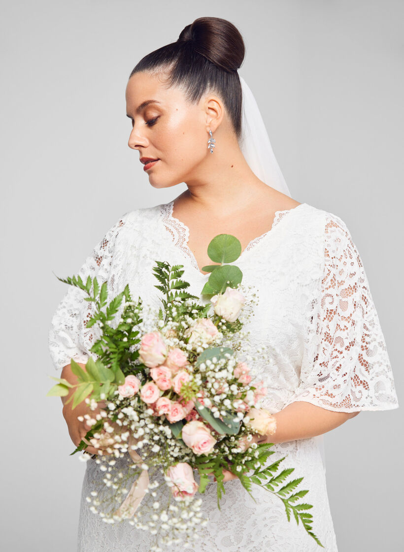 Brautkleid mit Spitze und Schlitz, Star White, Image image number 0