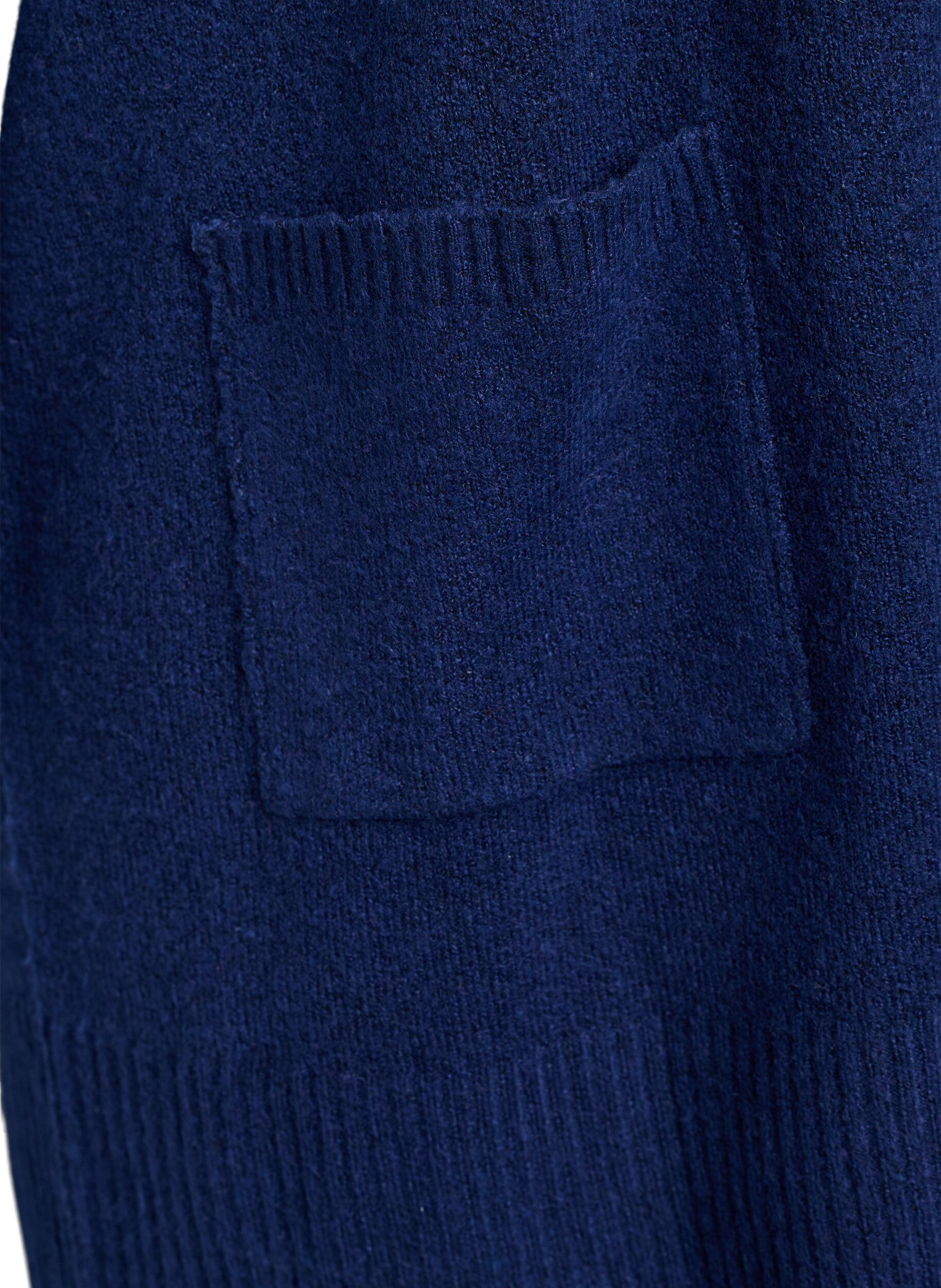 ZizziStrickjacke mit Rippenstrick und Taschen, Blau, Packshot image number 3
