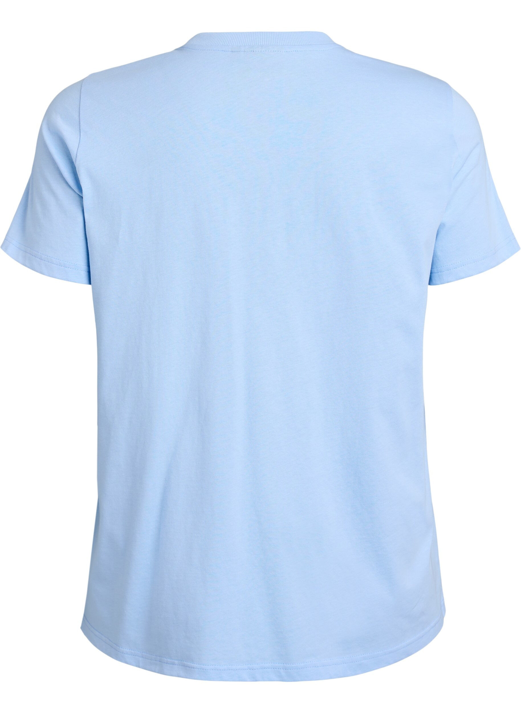 Zizzi Basic-T-Shirt aus Baumwolle mit Rundhalsausschnitt, Blau, Packshot image number 1
