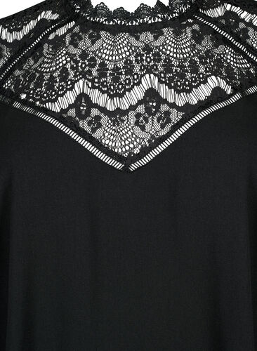 Langärmelige Bluse mit Spitze, Black, Packshot image number 2