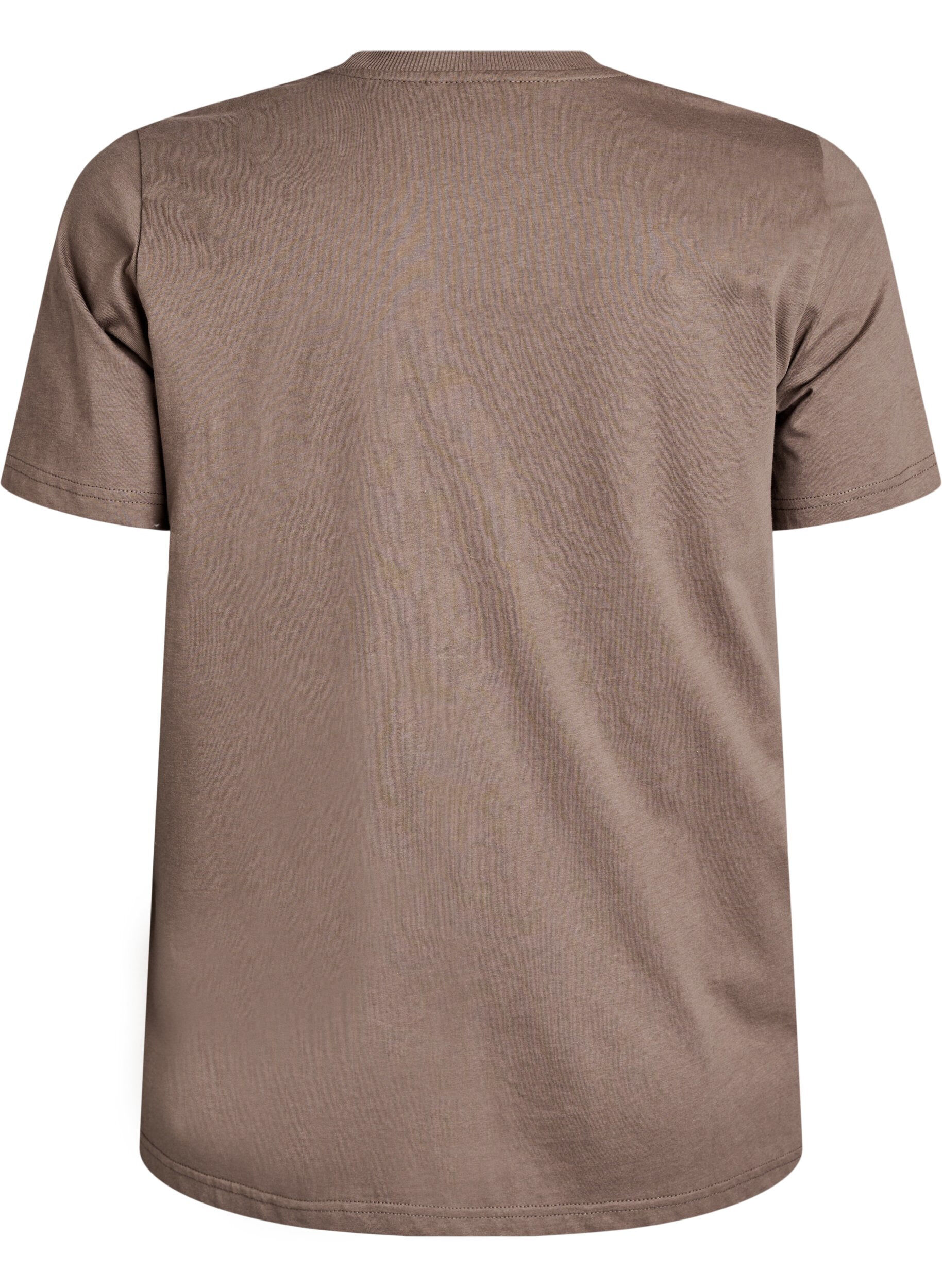 Zizzi Basic T-Shirt aus Baumwolle mit Rundhalsausschnitt, Braun, Packshot image number 1