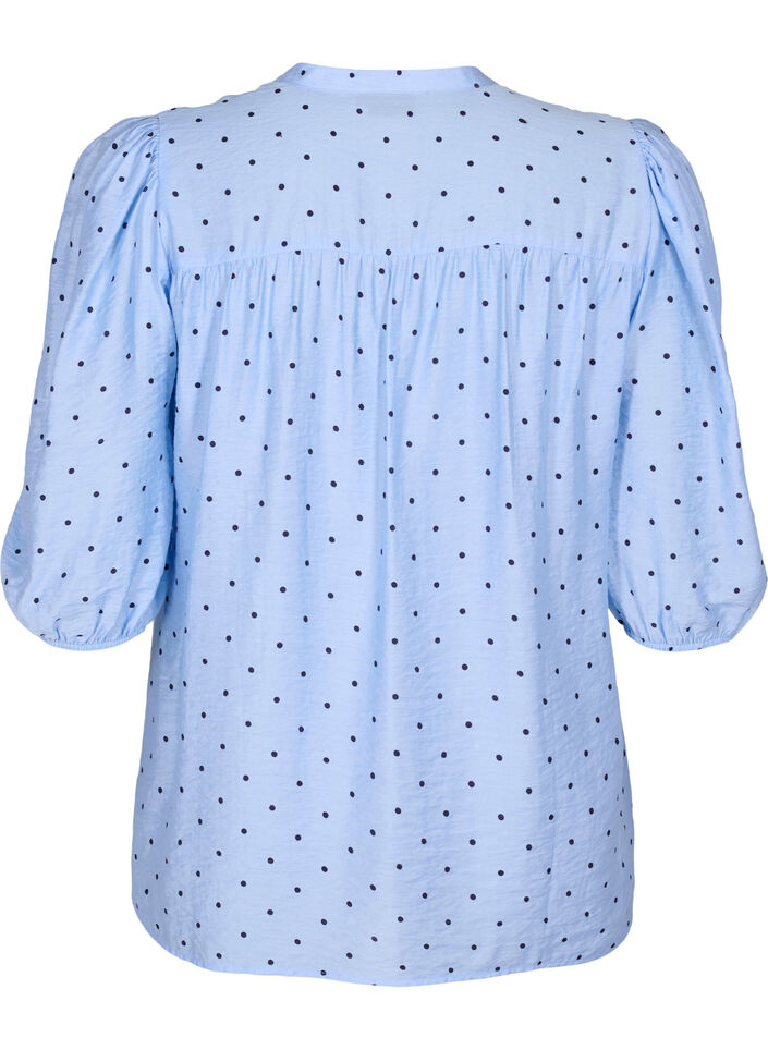 Punktebluse mit 3/4-Ärmeln aus Viskose, Light Blue Dot, Packshot image number 1