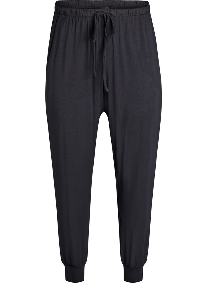 Schlafhose aus Modal mit hoher Taille, Schwarz, Packshot image number 0