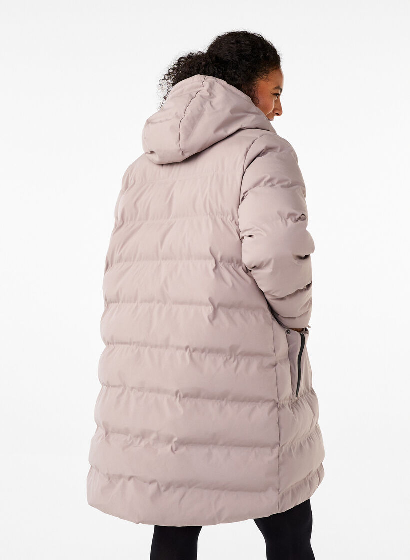 Puffermantel mit Kapuze und Taschen, Beige, Model image number 2