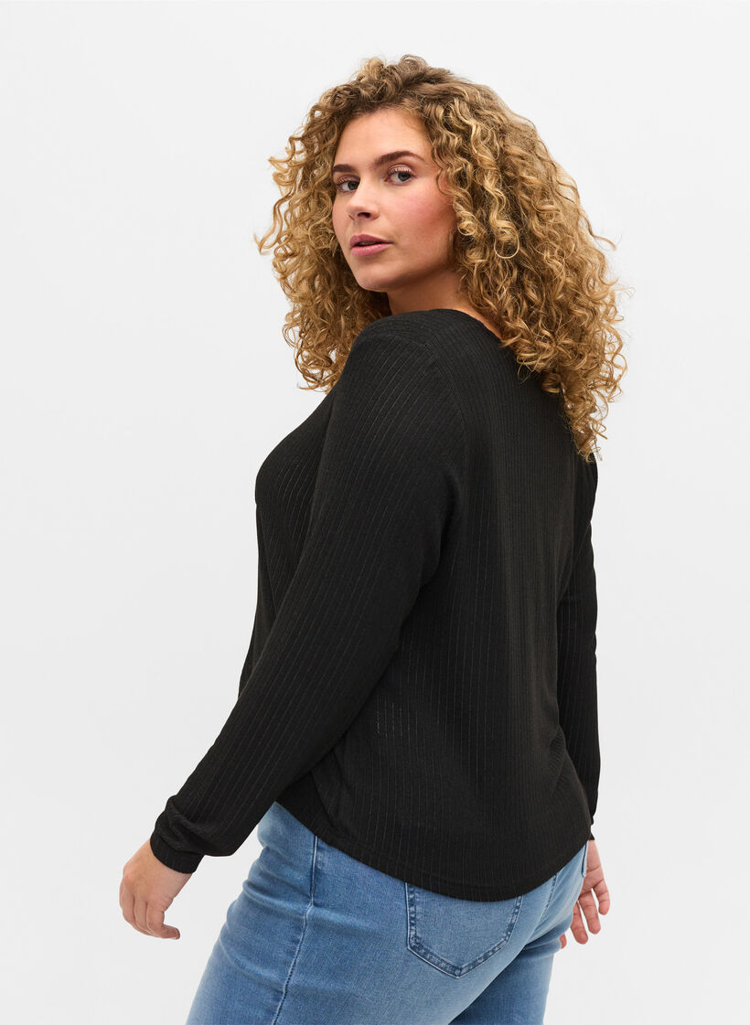 Cardigan mit Rippmuster und Bindeschnüren, Black, Model image number 1