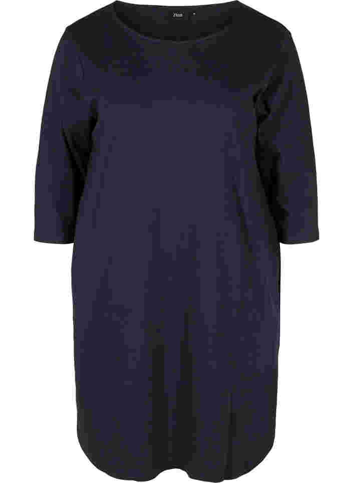 Baumwollkleid mit 3/4-Ärmeln und Taschen, Night Sky, Packshot image number 0