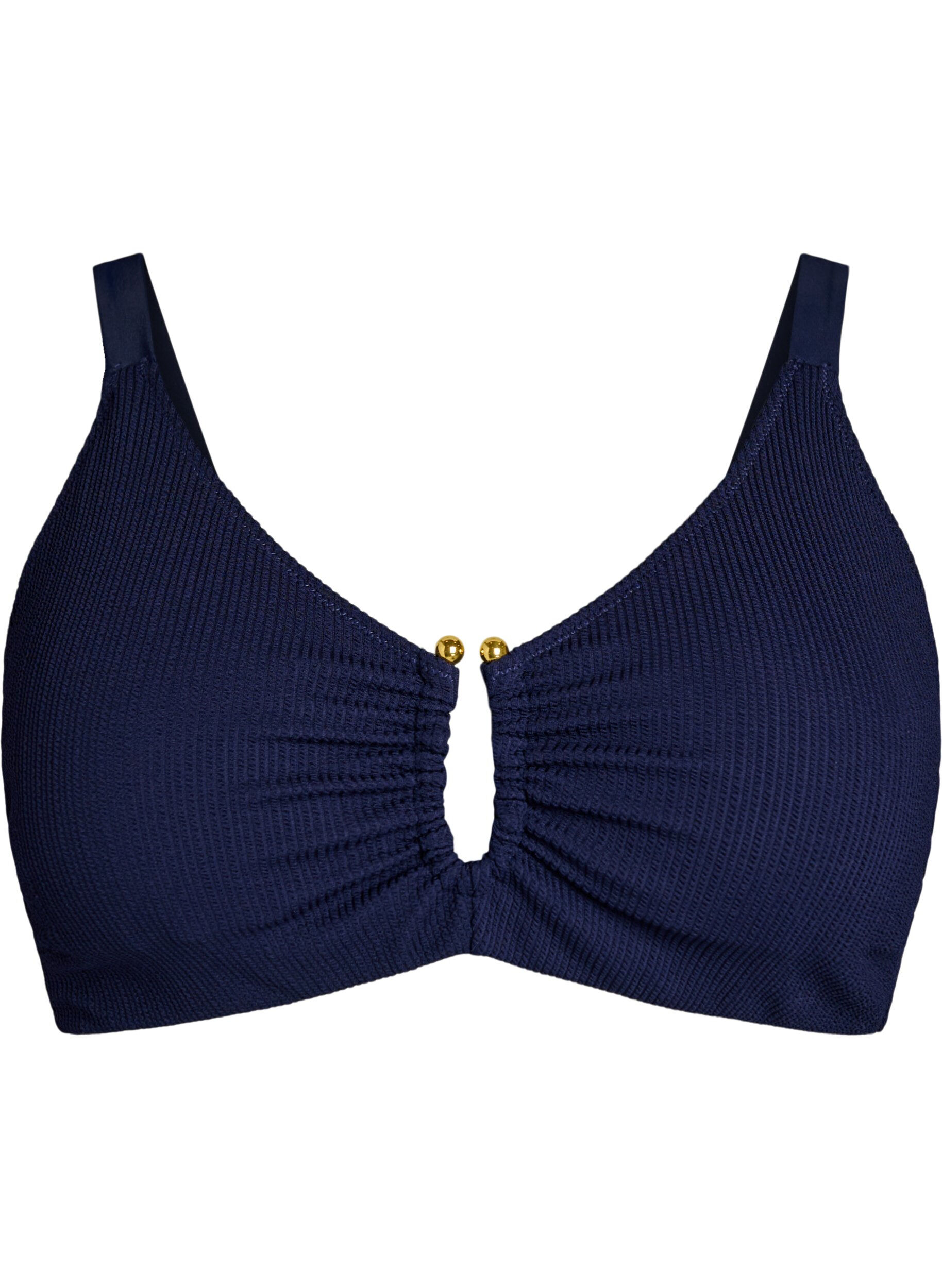 Zizzi Strukturiertes Bikini Top mit Golddetail, Blau, Packshot image number 0