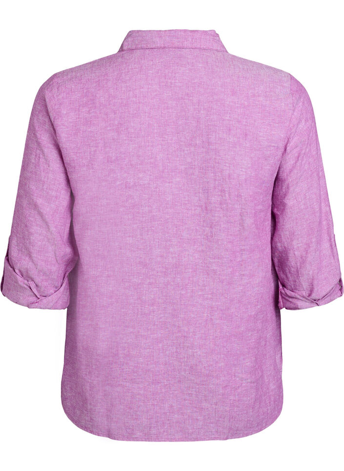 Bluse aus Leinen und Viskose mit 3/4-&Auml;rmeln, Lila, Packshot image number 1