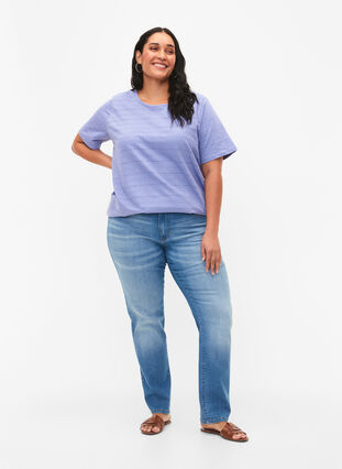 Kurzärmeliges Baumwoll-T-Shirt, Lavender Violet, Model image number 2