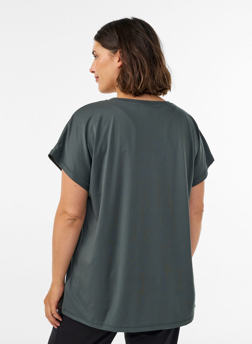 Lockeres Trainings-T-Shirt mit V-Ausschnitt, Gr&uuml;n, Model image number 2