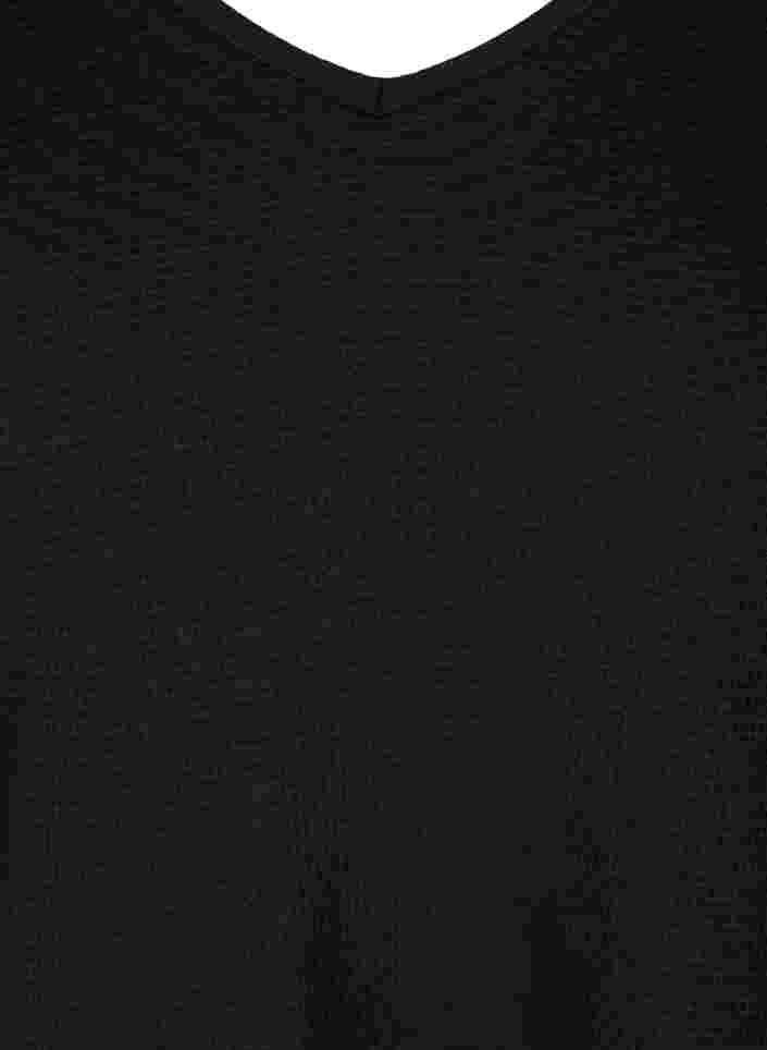 Baumwollbluse mit V-Ausschnitt und 3/4-Ärmel, Black, Packshot image number 2