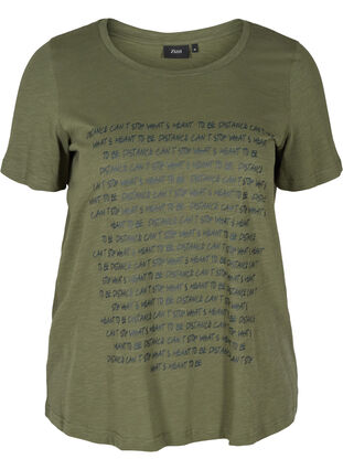 T-Shirt mit Print aus Bio-Baumwolle, Thyme Melange, Packshot image number 0