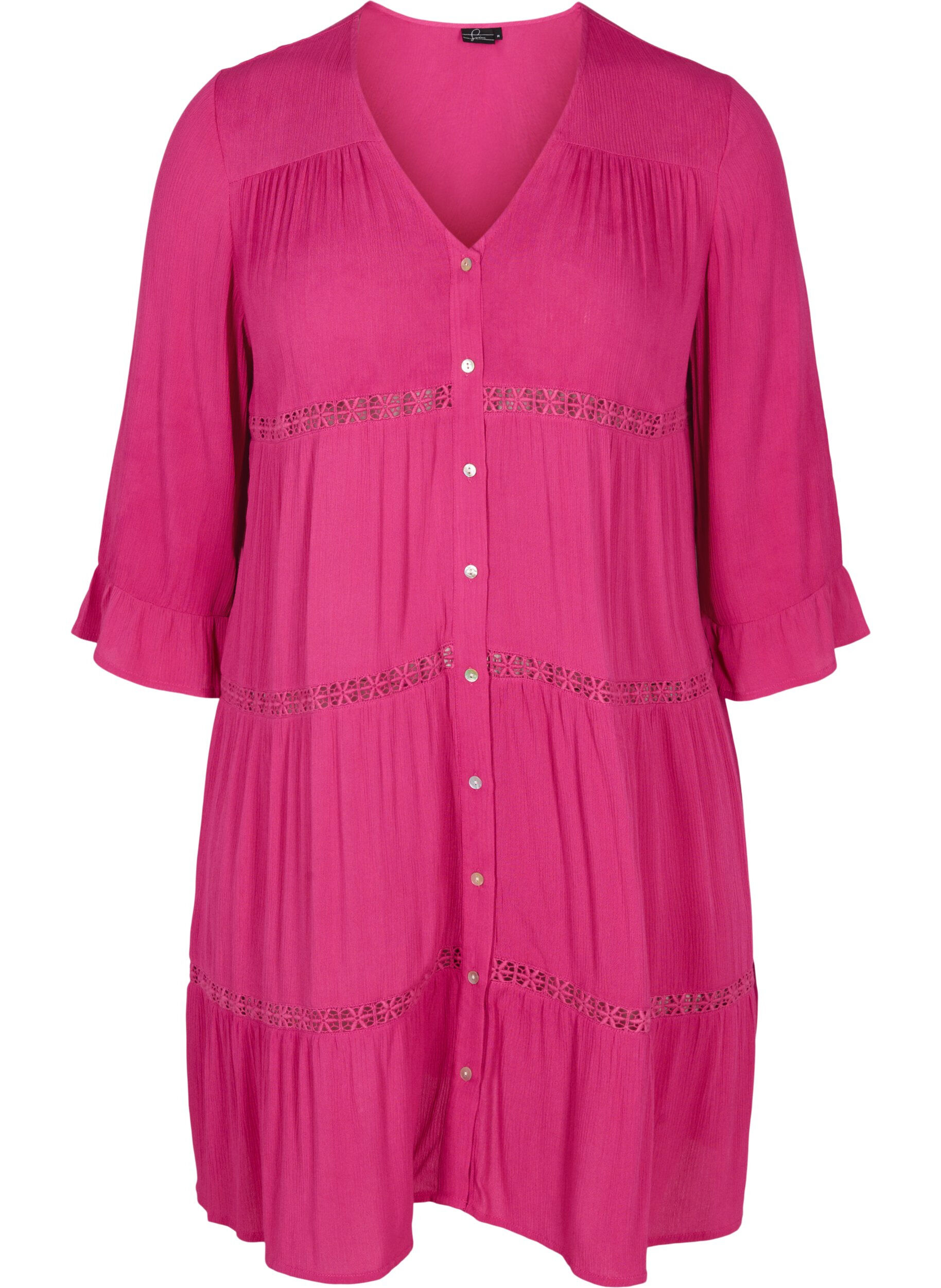 Zizzi Viskose Strandkleid, Raspberry Rose, Packshot image number 0