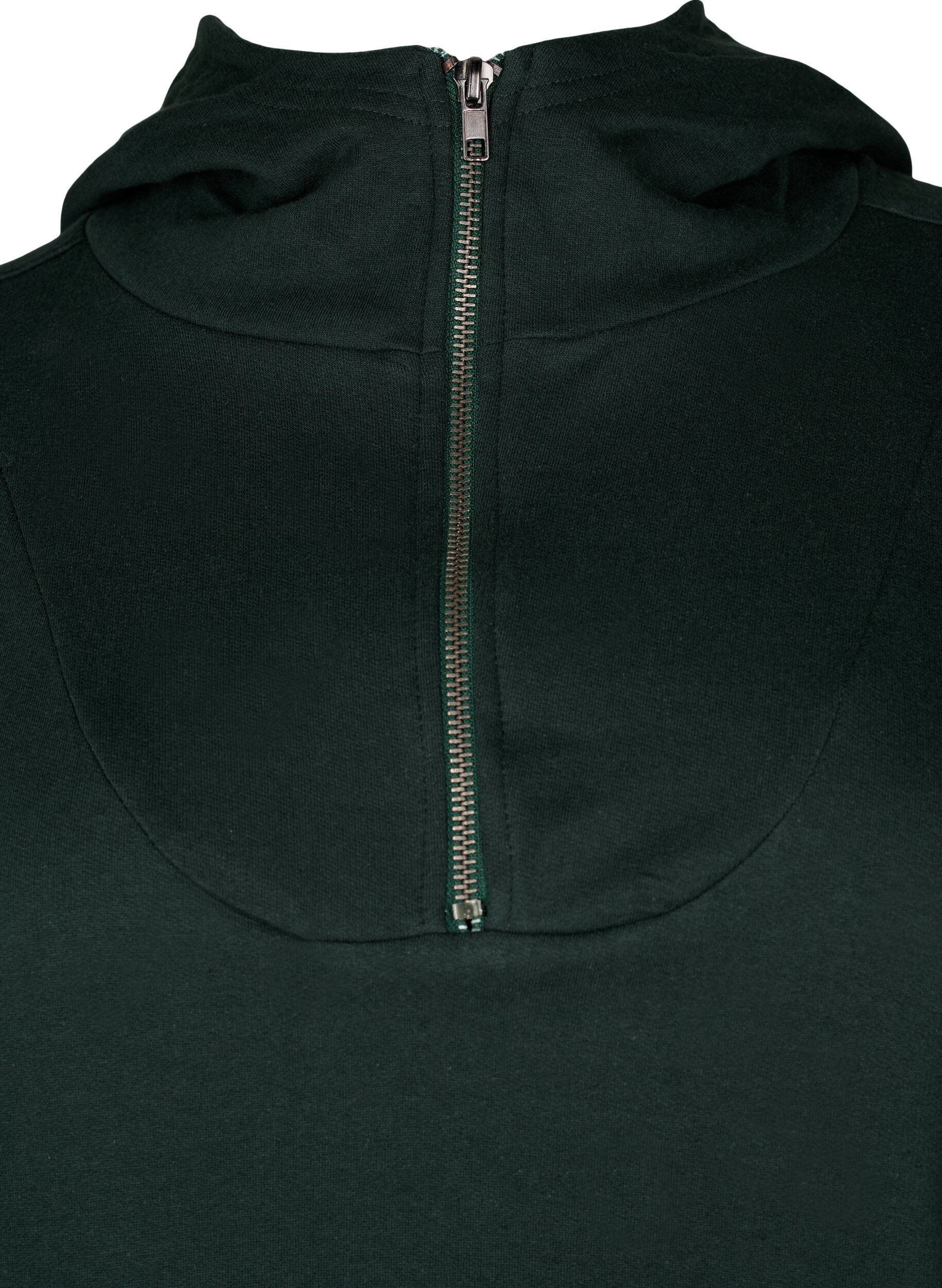 Zizzi Sweat-Tunika mit Kapuze und Rei&szlig;verschluss, Scarab, Packshot image number 2
