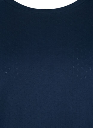 Langarm Bluse aus Baumwolle mit Lochmuster, Navy Blazer, Packshot image number 2