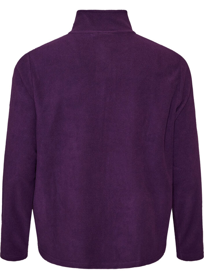 Top aus Fleece mit Rei&szlig;verschluss und hohem Kragen, Lila, Packshot image number 1