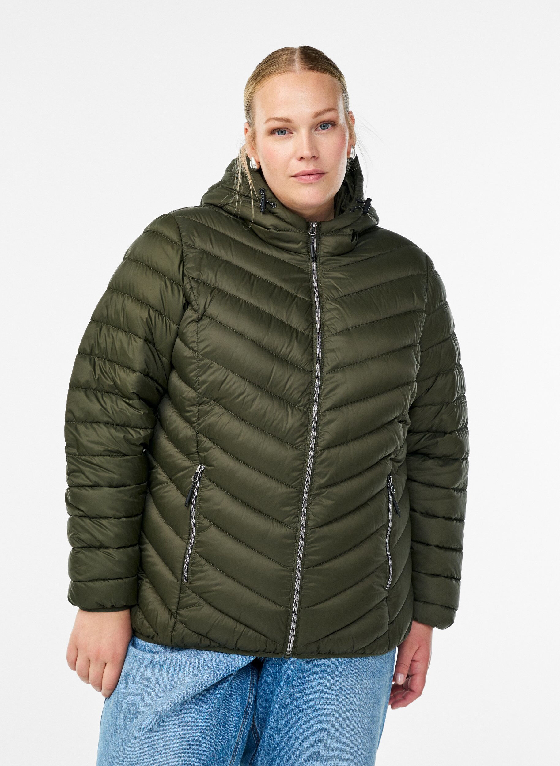 ZizziLeichte Steppjacke mit Kapuze, Gr&uuml;n, Model image number 0
