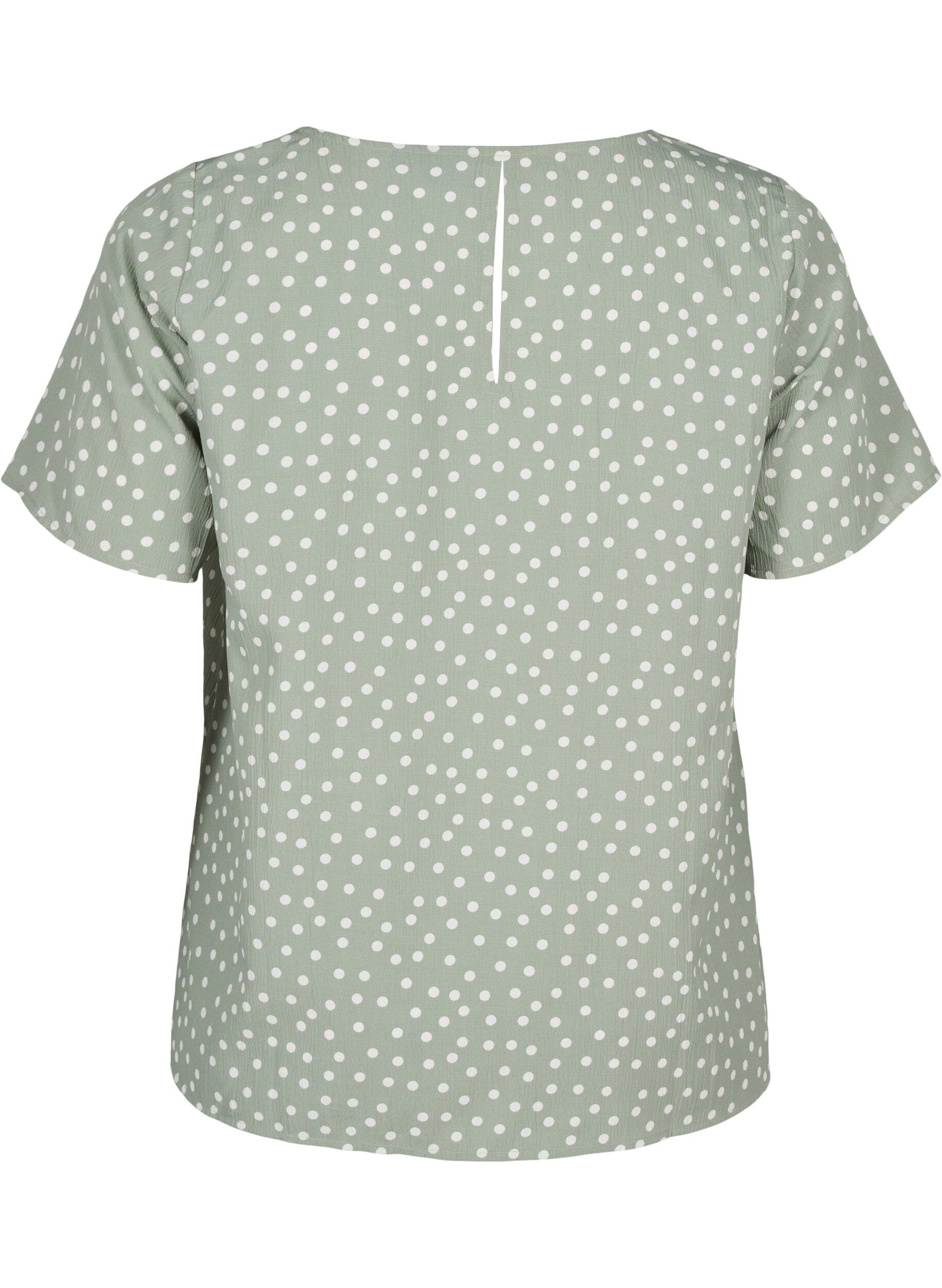 Zizzi FLASH &ndash; Kurz&auml;rmelige Bluse mit Aufdruck, Iceberg Green Dot, Packshot image number 1