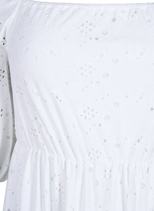 Maxikleid mit Spitzenmuster und quadratischem Ausschnitt, Bright White, Packshot image number 2