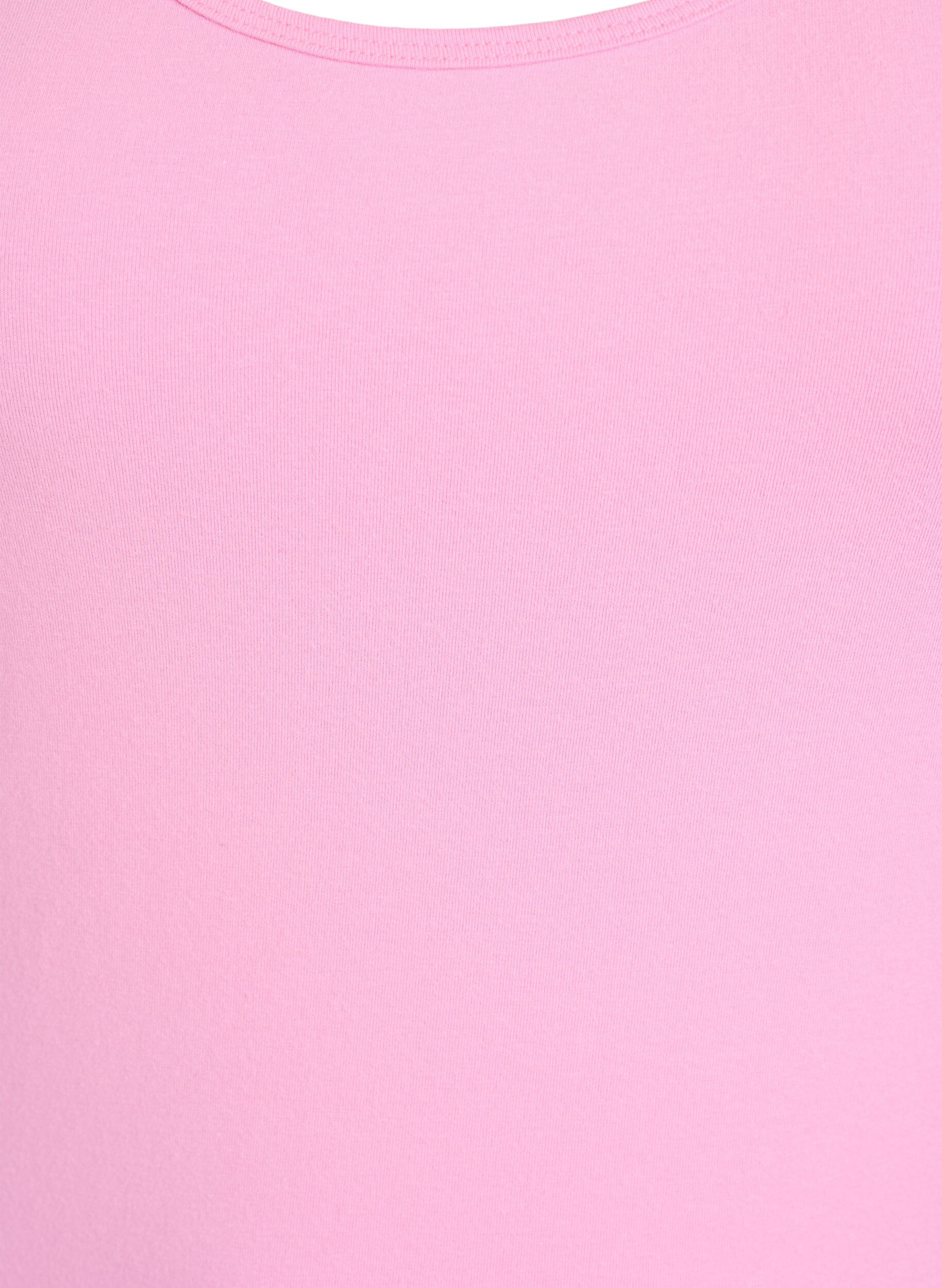 Zizzi Solide Farbe Grundoberteil aus Baumwolle, Pink, Packshot image number 2