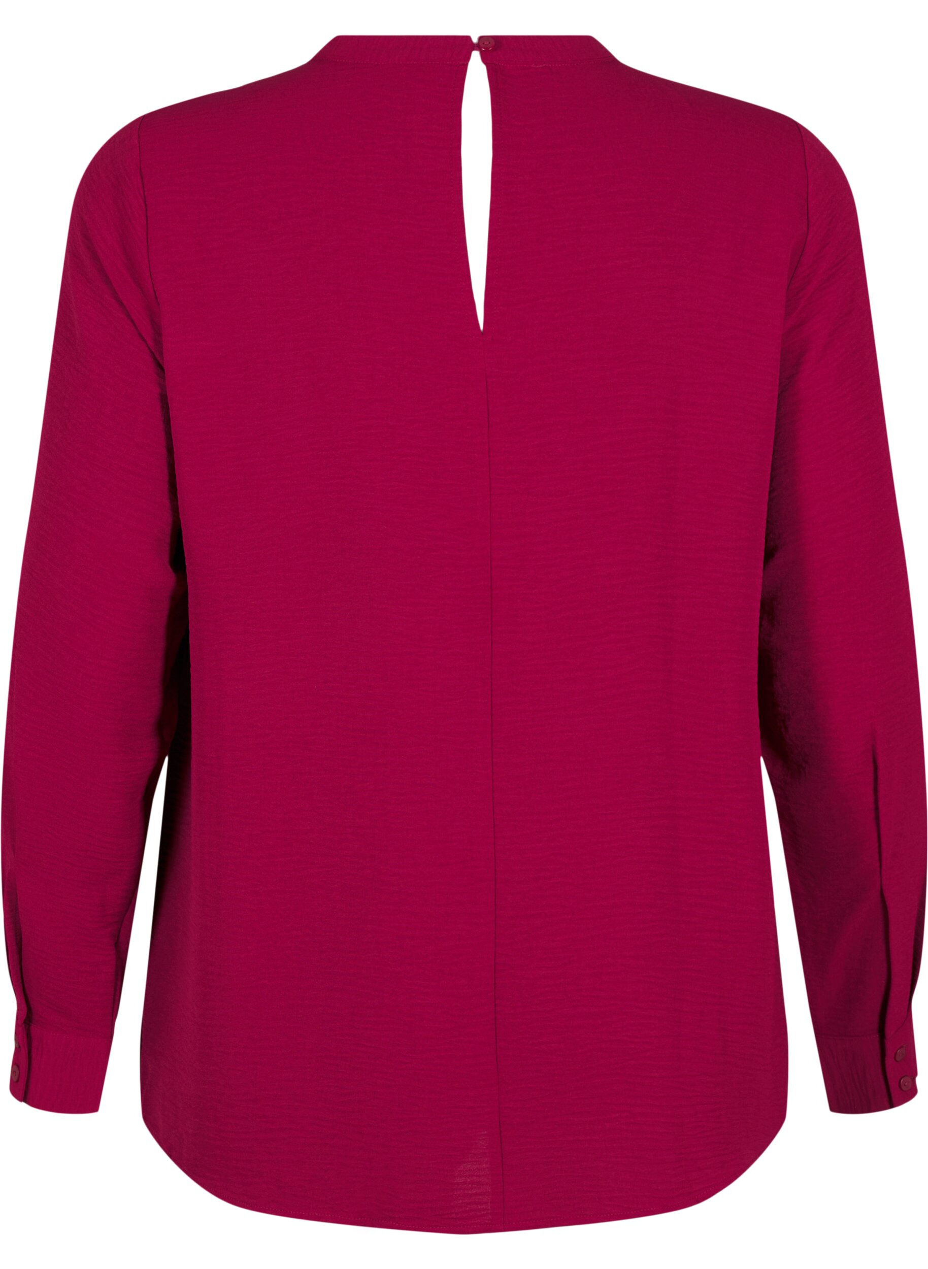 Zizzi Bluse mit Spitzendetail, Red Plum, Packshot image number 1