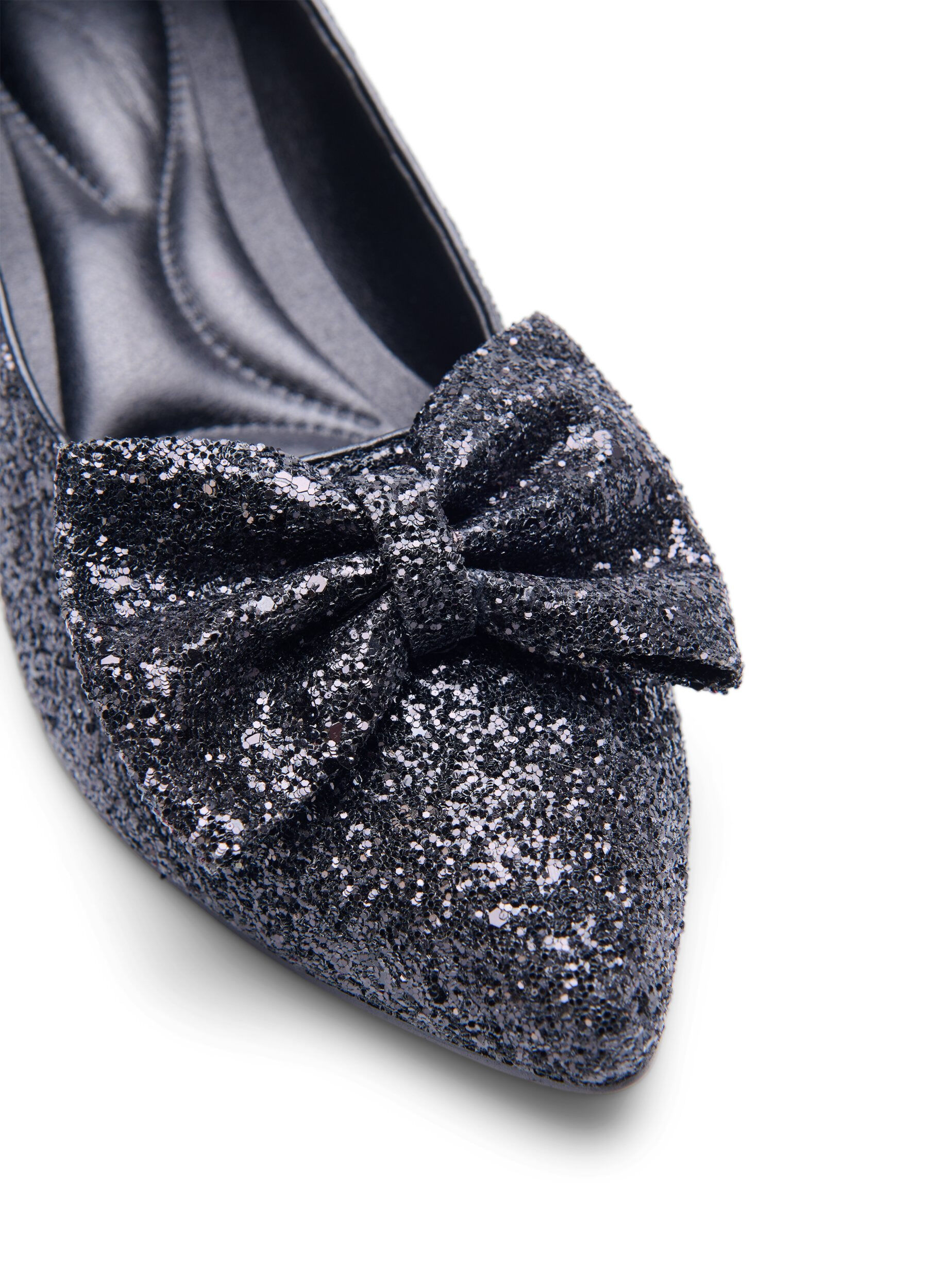 Zizzi Extra-Weite - Glitzer-Pumps mit Schleife, Schwarz, Packshot image number 3