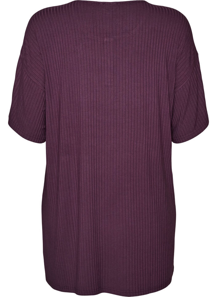 Nachthemd aus Viskose-Jersey mit Rippstruktur, Lila, Packshot image number 1