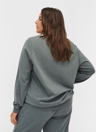 Meliertes Sweatshirt aus Baumwollmischung, Balsam Green Mel, Model image number 1