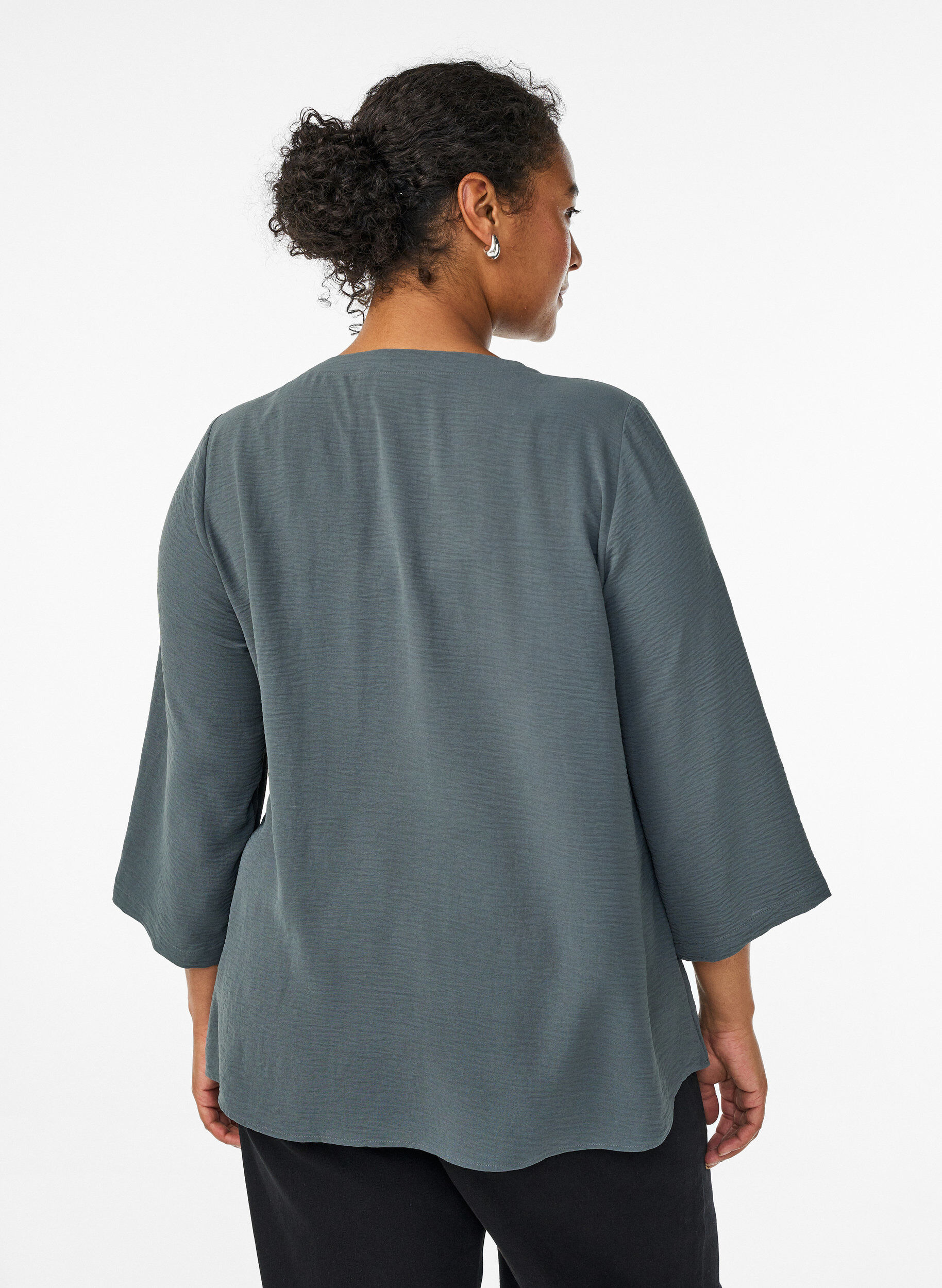 Zizzi FLASH - Bluse mit 3/4-&Auml;rmeln, Gr&uuml;n, Model image number 2